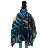 dos femme - Poncho Plaid Polaire à Capuche – Flannel Surf & Cocooning | Couleurs Lagon