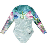 a plat dos - Combi surf manches longues MITI caraco Meduses Couleurs Lagon