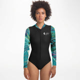 av - Combi surf manches longues MITI caraco Orchidees Turquoise Couleurs Lagon
