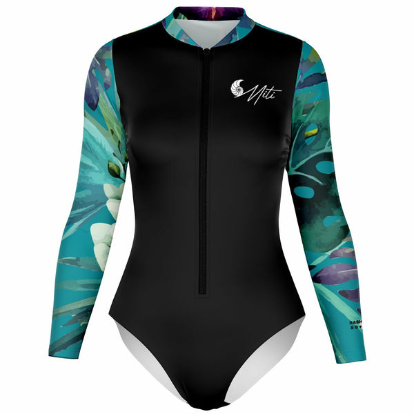 av 3d - Combi surf manches longues MITI caraco Orchidees Turquoise Couleurs Lagon