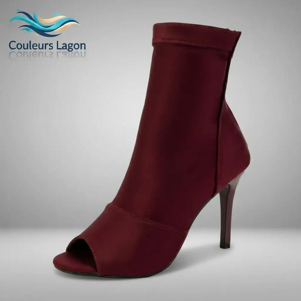 bordeaux fond studio bl CL - LUCILE Chaussures de danse latine – Talons aiguilles 7 ou 10 cm, semelle PU – Noir ou Bordeaux - Couleurs Lagon