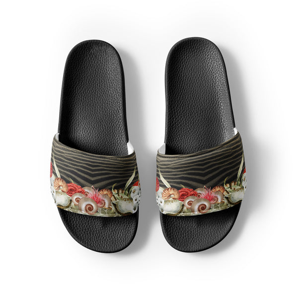 Claquettes homme coquillages noir - semelle texturée - Couleurs Lagon