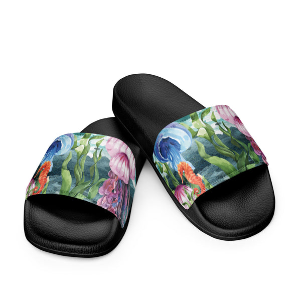 Tongs homme motif méduses noir - confort et style bord de mer - Couleurs Lagon