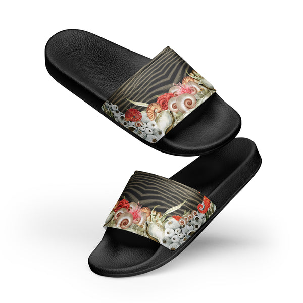 Claquettes homme coquillages noir - vue latérale - Couleurs Lagon