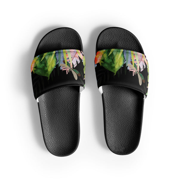 Claquettes homme motif floral vert - vue dessus - Couleurs Lagon