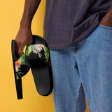 Tongs homme floral vert portées - Couleurs Lagon