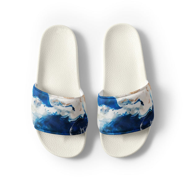 Claquettes homme bleu outremer blanc - semelle texturée - Couleurs Lagon