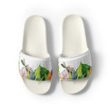 Claquettes homme floral blanc - semelle texturée - Couleurs Lagon