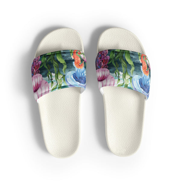 Claquettes homme algues et méduses blanc - vue dessus - Couleurs Lagon