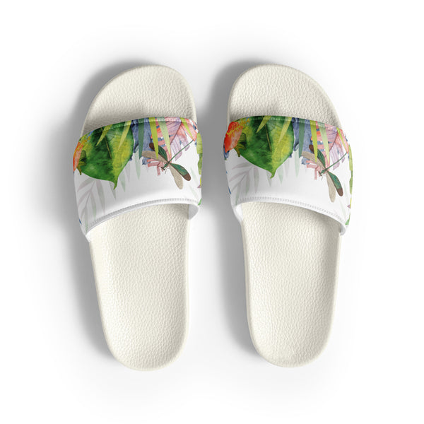 Claquettes homme motif floral blanc - vue dessus - Couleurs Lagon