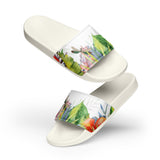 Claquettes homme floral blanc - vue latérale - Couleurs Lagon