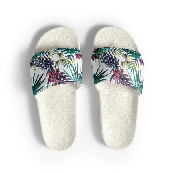 Claquettes homme motif orchidées blanc - vue dessus - Couleurs Lagon
