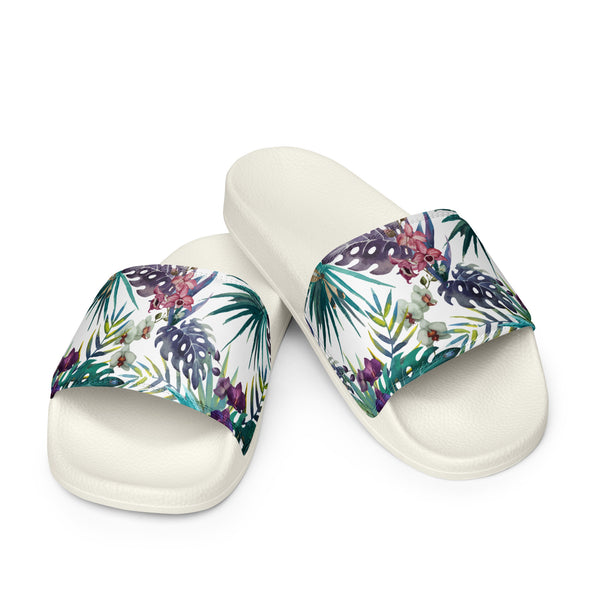 Tongs homme blanc orchidées - légèreté et confort plage - Couleurs Lagon