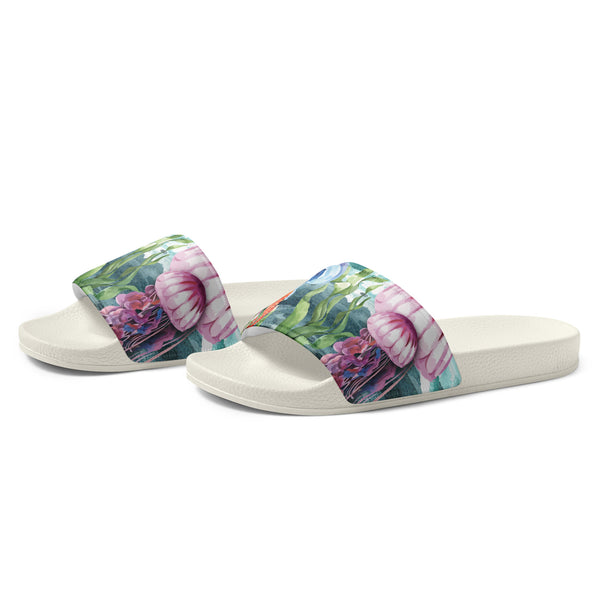 Claquettes homme algues méduses blanc - profil gauche - Couleurs Lagon