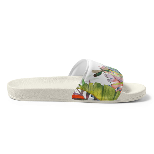 Claquettes plage homme blanc floral - sangle rembourrée - Couleurs Lagon