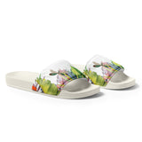 Claquettes homme floral blanc - profil droit - Couleurs Lagon