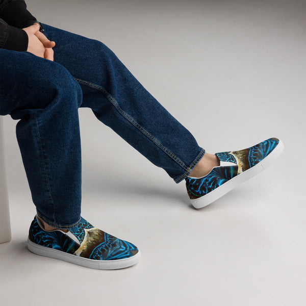 Bénitier Bleu Star vue de côté droit — Tennis Slip-On Homme | Couleurs Lagon
