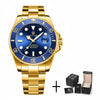 PG Gold - Montre Luxe Analogique Automatique à Quartz SUBMARINER INOX - Couleurs Lagon