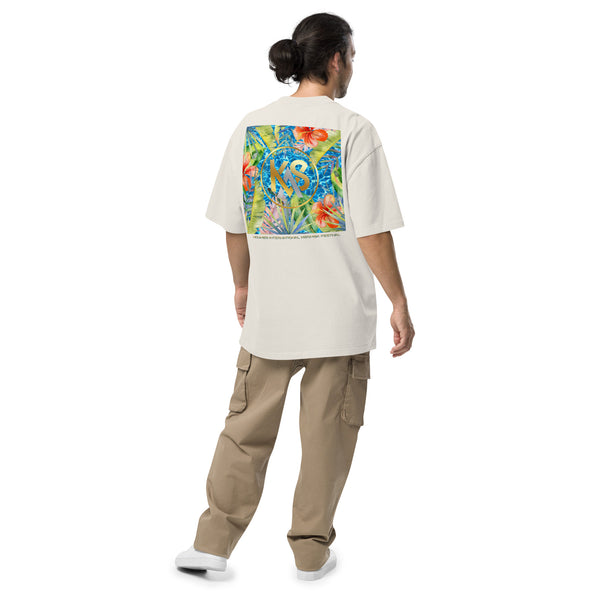 dos blanc homme - T-shirt oversize unisexe délavé – Island Vibes | 3 couleurs tendance – Chill & Tropical