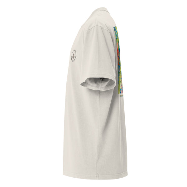 gauche blanc - T-shirt oversize unisexe délavé – Island Vibes | 3 couleurs tendance – Chill & Tropical