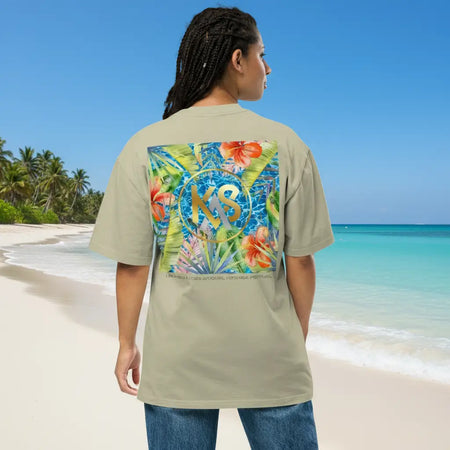 presentation - T-shirt oversize unisexe délavé – Island Vibes | 3 couleurs tendance – Chill & Tropical