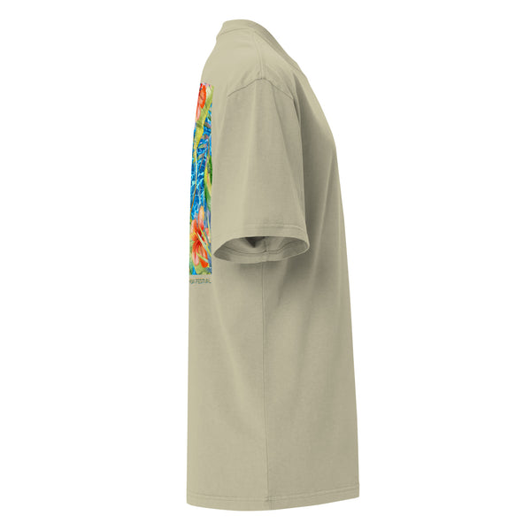 droite eucalyptus - T-shirt oversize unisexe délavé – Island Vibes | 3 couleurs tendance – Chill & Tropical