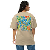 kaki dos femme - T-shirt oversize unisexe délavé – Island Vibes | 3 couleurs tendance – Chill & Tropical