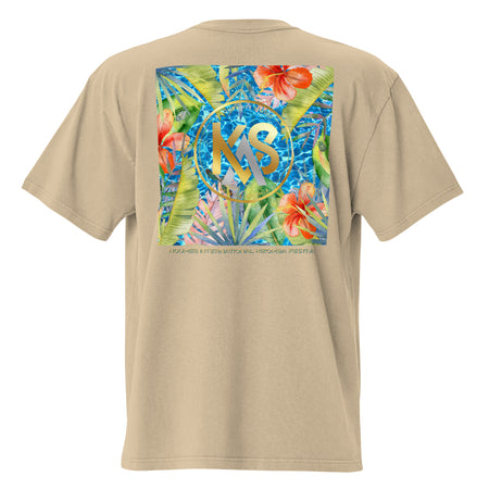 dos 3d - T-shirt oversize unisexe délavé – Island Vibes | 3 couleurs tendance – Chill & Tropical
