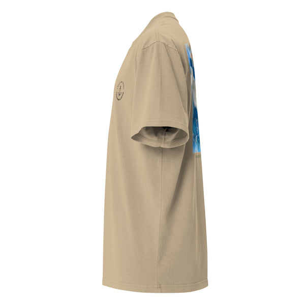 gauche kaki - T-shirt Oversize Délavé Bleu Blanc – Gala Élégance Océanique NIKF