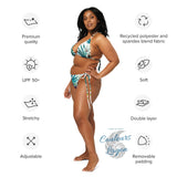 Couleurs Lagon - Sexy Bikini Push-Up String Entièrement Doublé Recyclé UPF50+ FLORAL BLEU D'ORIENT