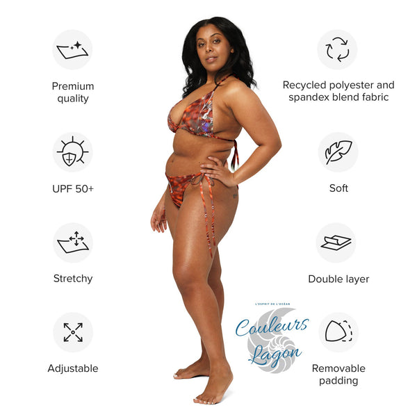 Couleurs Lagon - Sexy Bikini Push-Up String Entièrement Doublé Recyclé UPF50+ GORGONES CARMIN