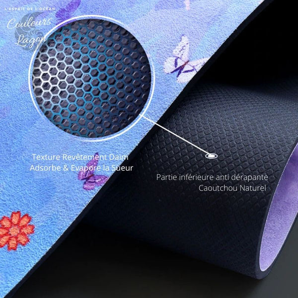 Gros plan texture antidérapante du tapis de yoga Couleurs Lagon
