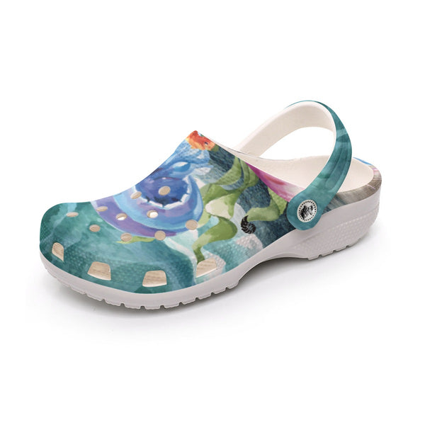 Sabots Crocs Homme Algues et Méduses | Chaussures Plage EVA Légères | Couleurs Lagon — chaussure gauche