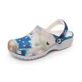 Sabots Crocs Homme Blanc Marbre Marine TieDye | Chaussures Plage EVA Légères | Couleurs Lagon — chaussure gauche