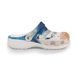 Sabots Crocs Homme Blanc Marbre Marine TieDye | Chaussures Plage EVA Légères | Couleurs Lagon — chaussure droite