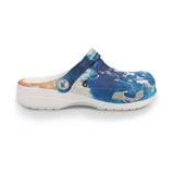Sabots Crocs Homme Blanc Marbre Marine Méduses | Chaussures Plage EVA Légères | Couleurs Lagon — chaussure droite