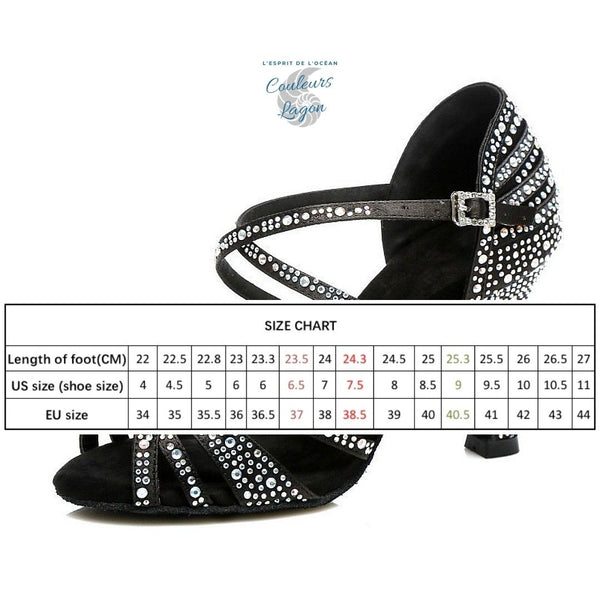Chaussure Danse Latine Rouge et Noir 7.5-9 - Couleurs Lagon