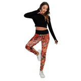 Ensemble sport femme top dos nu noir et legging gorgone rouge - avant droit