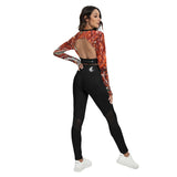 Ensemble sport femme top et legging dos nu noir gorgone rouge - dos