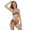 Ensemble de bikini tangua Couleurs Lagon FLORAL HIBISCUS NOIR