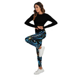Ensemble sport femme top dos nu noir et legging bénitier bleu - avant gauche