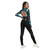 Ensemble sport femme top et legging dos nu noir bénitier bleu - dos