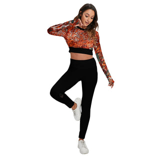 Ensemble sport femme top et legging dos nu noir gorgone rouge - avant