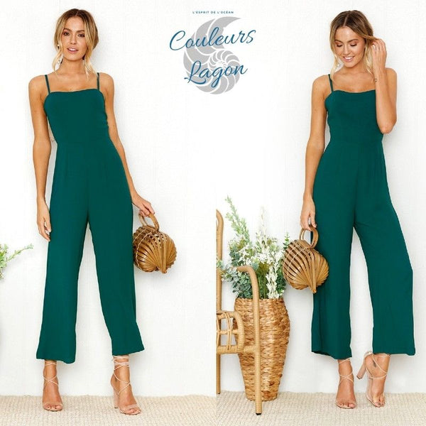 Combinaison décontractée col carré pantalon ample - Couleurs Lagon