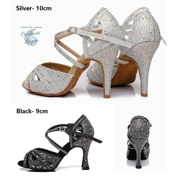 Escarpins Latin Dance Femme Noir tige soie - Couleurs Lagon