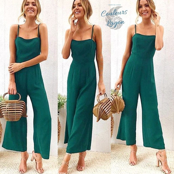 Combinaison décontractée col carré pantalon ample - Couleurs Lagon
