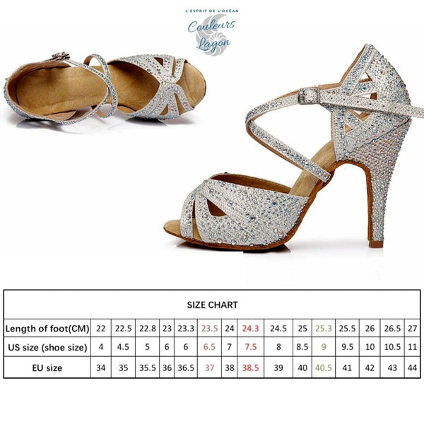 Chaussure Danse Latine Femme Talon Haut bride cheville - Couleurs Lagon