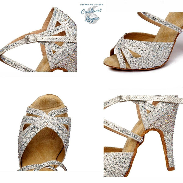 Chaussure Danse Salsa Bachata Femme vue arriere - Couleurs Lagon