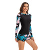 Couleurs Lagon - Bikini Push-Up Lycra Rashguard Manche Longue 2PCS veste et short ALOHA - avant