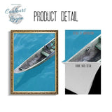 détail encadrement et gros plan - Affiches et Impression d'Art Mer Tortue Paysage Bateau - Couleurs Lagon